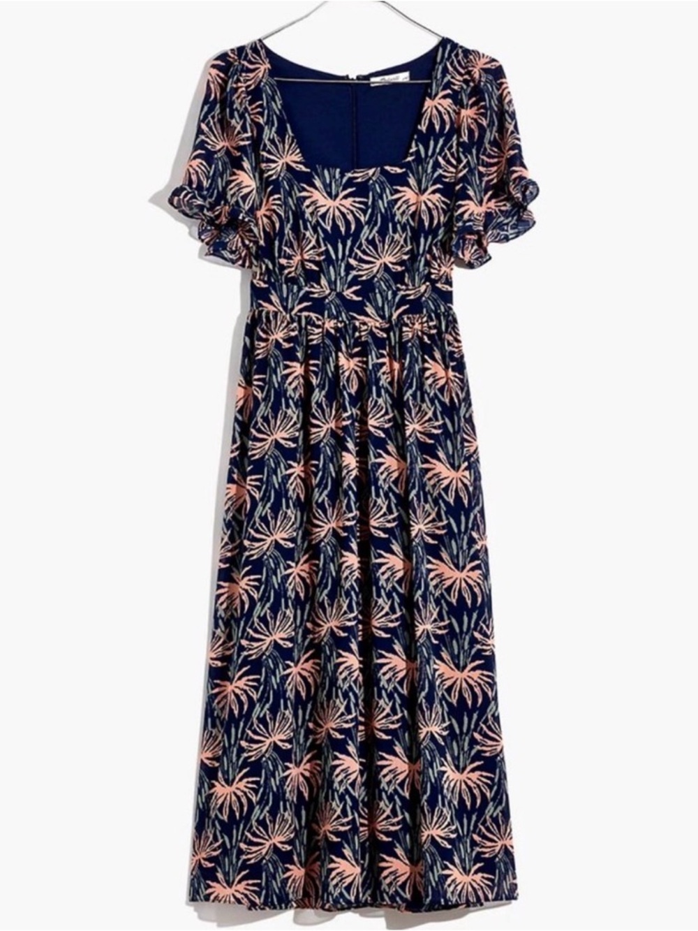 Vintage Madewell Ruffle Sleeve Dress Oasis Palm Print